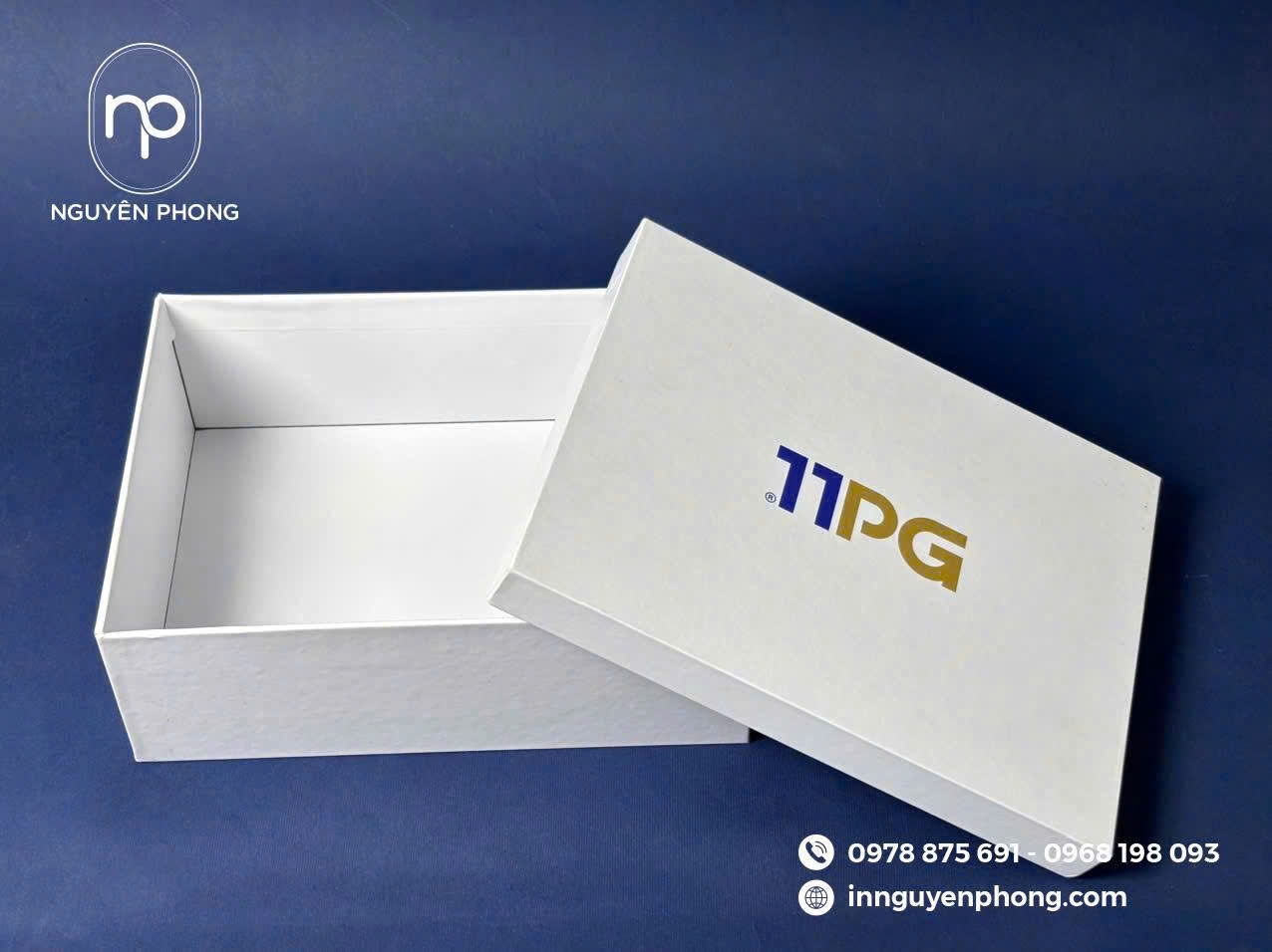 Mẫu in hộp cứng âm dương đơn giản in logo 